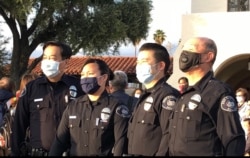 警察也参加了当天的集会。(美国之音,2021年3月20日洛杉矶)