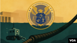 图示:美国联邦通信委员会主席宣布新规则,防范中国等外国对手,同时加快海缆建设投资。