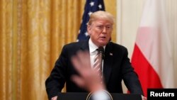 美国总统特朗普在白宫的一个记者会上。(2018年9月18日)