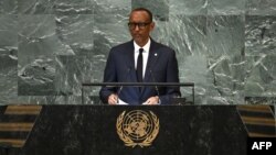 Président ya Rwand Paul Kagame azali koloba na 77 session ya Assemblée générale ya Nations Unies na siège ya ONU na engumba New York le 21 septembre
