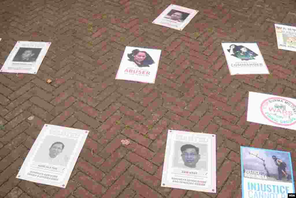 Kachin & Karen organizations joined protests with Rohingya groups . Around 100 people outside in total.