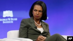 赖斯2017年10月出席一场研讨会(美联社)