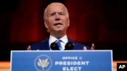 当选总统拜登在特拉华州发表演说 (美联社 2020年11月25日)