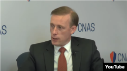 美国国家安全顾问沙利文(Jake Sullivan) 在华盛顿智库新美国安全中心(CNAS)就美国外交政策发表讲话(视频会议截图,2022年6月16日)