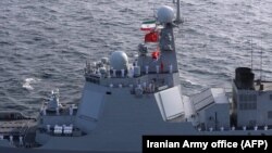 资料照:中国、俄罗斯和伊朗海军在印度洋举行联合军演。(2022年1月21日)