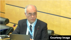 联合国人权事务委员会副主席古谷修一(联合国网上直播截图)