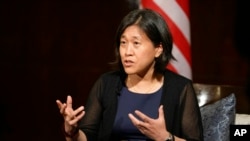 资料照片：美国贸易代表戴琪在曼谷接受美联社采访。(2022年5月20日)