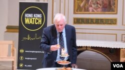 资料照:2022年9月9日,在英国伦敦200多名移英港人出席香港最后一任总督彭定康(Chris Patten)的生日庆祝会。 (美国之音郑乐捷)