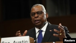 美国国防部长劳埃德·奥斯汀(Lloyd J. Austin)2023年3月28日在参议院军事委员会作证。(路透社)
