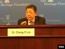 正在华盛顿访问的台湾陆委会副主委林正义(2018年2月8日,美国之音钟辰芳拍摄)