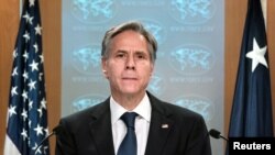 美国国务卿布林肯在国务院就阿富汗问题举行记者会(2021年8月25日)