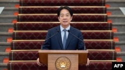 台湾总统赖清德2025年3月13日在台北就中国对台湾的渗透发表讲话。(照片来源:台湾总统府/法新社)