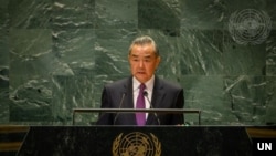 中国外长王毅星期六(2024年9月28日)在联合国大会一般性辩论会上发表演讲。
图片来源:联合国