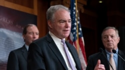 资料照片:民主党联邦参议员凯恩 (Sen. Tim Kaine, D-VA)。