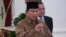 Presiden Prabowo Subianto berbicara saat mengumumkan susunan kabinetnya di Istana Merdeka di Jakarta, 20 Oktober 2024.