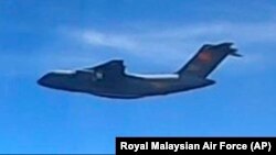 马来西亚当局称中国解放军空军的“西安Y-20”运输机出现在马来西亚海域上空。所拍摄图片来自马来西亚皇家空军。(2021年5月31日)