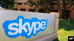 在线交流工具skype在美国加州帕罗奥多的公司外景 (资料照片)