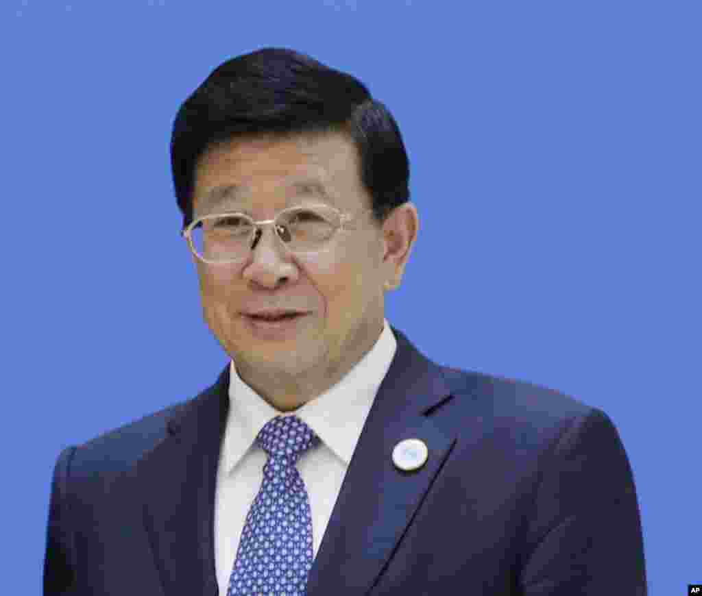 2018年5月22日,中国公安部部长赵克志在北京举行的上海合作组织(SCO)安全秘书峰会上。