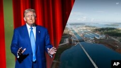 特朗普和巴拿马运河(美联社合成图片)