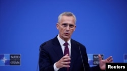 资料照: 北约秘书长延斯·斯托尔滕贝格(Jens Stoltenberg)(路透社2024年4月4日)