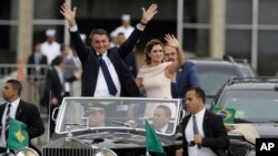 Tân Tổng thống Brazil Jair Bolsonaro cùng phu nhân Michelle Bolsonaro trong lễ nhậm chức