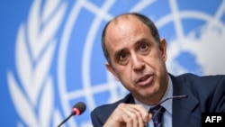 联合国朝鲜人权状况特别报告员托马斯·奥赫亚·金塔纳 在联合国会议上讲话。(2018年6月7日)