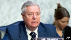 资料照:美国国会共和党联邦参议员林赛·格雷厄姆2023年6月13日在国会山出现参议院司法委员会听证会。(美联社)