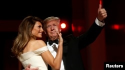 美国总统和梅拉妮亚参加了庆祝他就职的自由舞会(2017年1月20日)