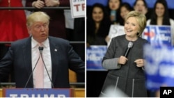超级星期二的前一天,共和党总统参选人川普(左)在弗吉尼亚州、民主党总统参选人克林顿在麻萨诸塞分别开展竞选活动。(2016年2月29日)