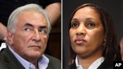 Cựu tổng giám đốc IMF Strauss-Kahn (trái) và bà Nafissatou Diallo, người dọn phòng khách sạn