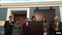 美国一些国会议员与曾被指控参与间谍活动的一些华裔学者举行记者会。(美国之音杨晨资料照)