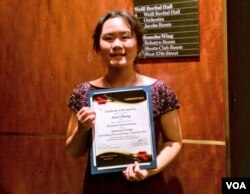 张安妮获颁American Protege2016年国际钢琴和弦乐比赛荣誉奖(姚诚拍摄)
