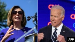 资料照:美国国会众议院议长佩洛西与总统拜登