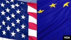 美国国旗与欧盟的旗帜