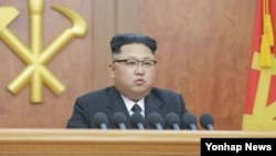 朝鲜领导人金正恩发表新年讲话。(资料照片)
