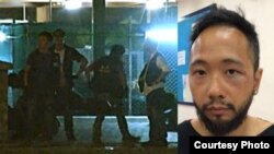 香港公民党成员曾健超被拍到遭警员殴打受伤(苹果日报图片)
