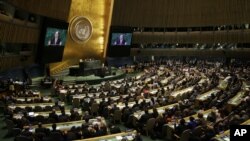 Tổng thư ký LHQ Ban Ki-moon phát biểu tại phiên họp thường niên lần thứ 69 của Đại hội đồng LHQ tại trụ sở LHQ, 24/9/2014.