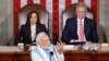 Disaksikan oleh Wakil Presiden AS Kamala Harris dan Ketua DPR AS Kevin McCarthy, Perdana Menteri India Narendra Modi berpidato di hadapan anggota Kongres AS di Gedung Capitol, Washington, pada 22 Juni 2023. (Foto: Reuters/Jonathan Ernst)