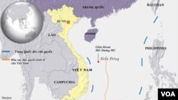 Bản đồ nơi Trung Quốc hạ đặt giàn khoan Hải Dương 981.