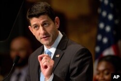 Chủ tịch Hạ viện Paul Ryan đọc diễn văn tại Đại học Georgetown ở thủ đô Washington, ngày 27 tháng 4, 2016.