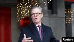 派恩2019年1月24日在澳大利亚驻华大使馆见记者(路透社)