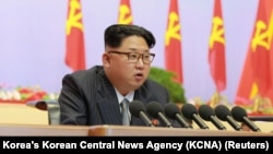 Ảnh tư liệu - Lãnh đạo Bắc Triều Tiên Kim Jong Un phát biểu trong Đại hội Đảng Lao Động cầm quyền đầu tiên trong 36 năm tại Bình Nhưỡng, 6/5/2016.
