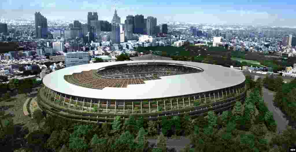 将为2020年东京奥运会建造的体育场的艺术构想图片。尽管当局努力节约这场奥运会的费用,预计费用仍将超过当初预估的将近一倍,从2013年的66亿美元增加到126亿美元。本图集后面有一些关于奥运的照片和信息。