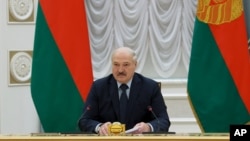 白俄罗斯总统卢卡申科在莫斯科讲话。(2021年5月28日)