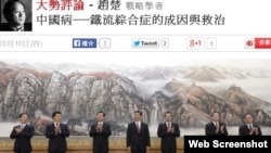 趙楚在香港東網上評論文章(網絡截圖)