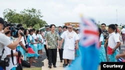 台湾总统赖清德星期三上午抵达友邦图瓦卢,短暂访问后预计晚间到关岛过境停留一晚。(取自赖清德脸书)