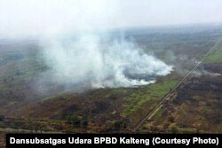Kebakaran lahan masih menjadi ancaman di Kalimantan seperti dalam foto yang diambil 17/10/2018 lalu. (courtesy: Dansubsatgas Udara BPBD Kalteng).