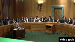 美国国会参议院银行业委员会就中兴修正案进行表决。(视频截图)