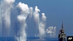 台湾汉光军事演习中的佩里级护卫舰(台湾称巡防舰)(2014年9月17日)