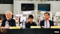 从左到右:香港漫画家尊子,香港女生何泳彤,香港律师桑普(雨舟拍摄,2019年11月17日)